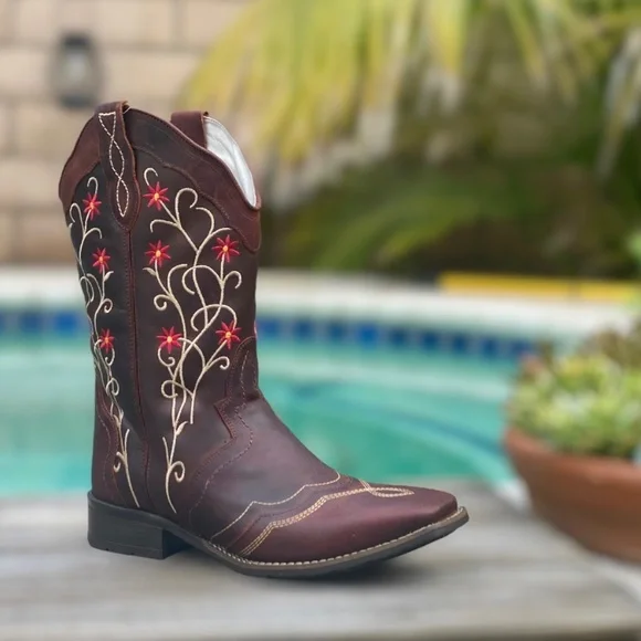 QUT Western Boots for Women Cowboy Riding Mid-Calf Real Leather Zip Cowgirl Boot - Picture 2 of 14